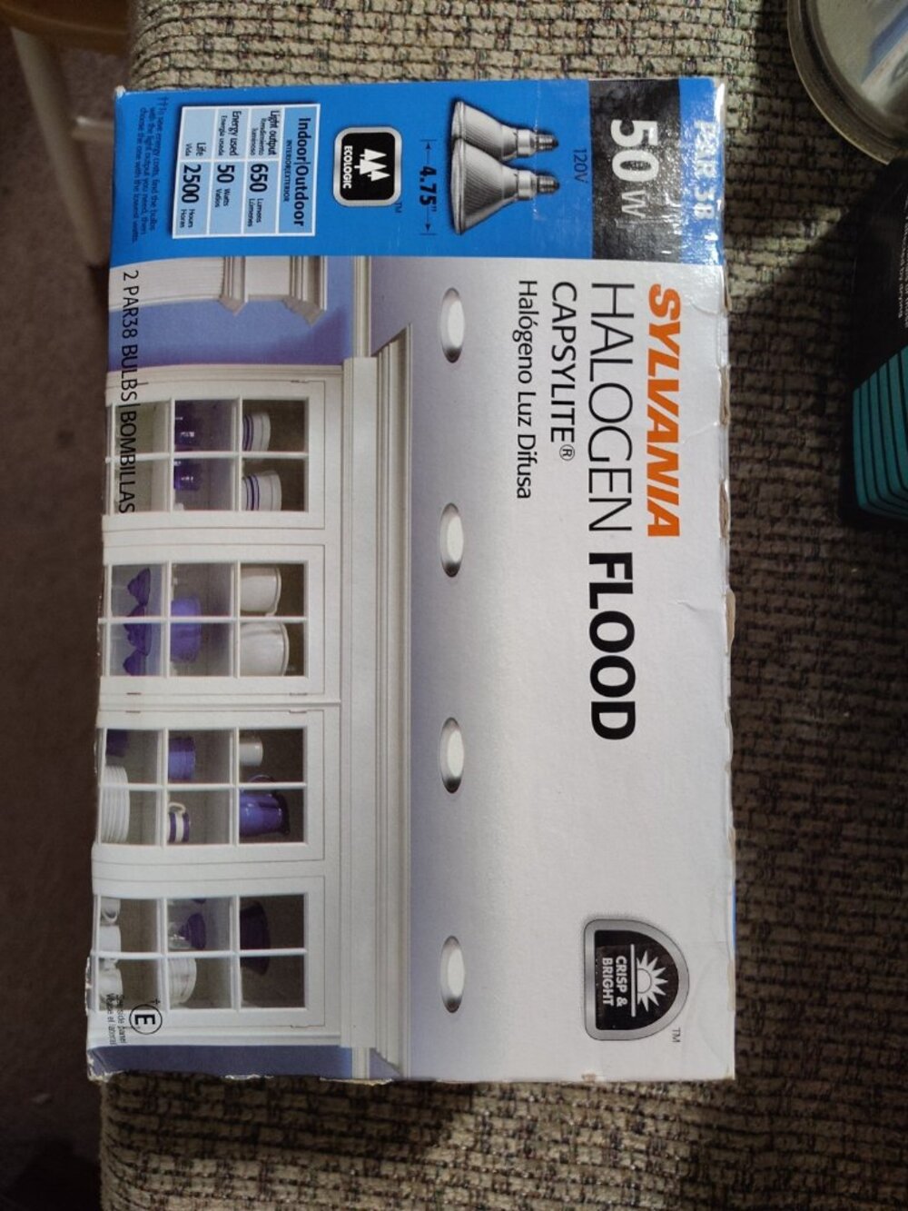 2 Lamp Lot SYLVANIA 50PAR38/HAL/FL/2PK Crisp Bright CAPSYLITE HALOGEN 50W 120V